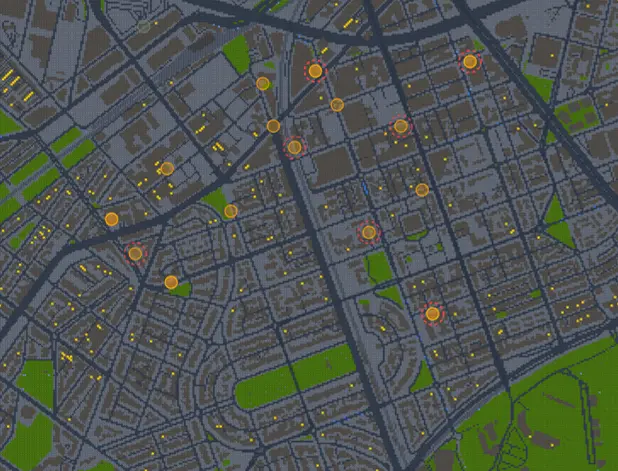 The Westside Ale Works 16-bit neighbourhood — streets, trams, and landmarks of South Melbourne rendered by the Brewventure engine